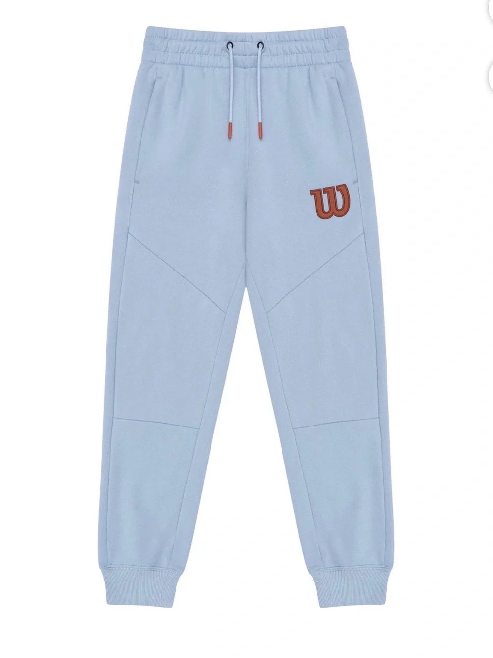 Wilson Pale Blue Kids Jogger Sweatpants with Rust W Patch